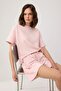 Pembe Oversize Düşük Kol Kısa Kollu Şortlu Örme Alt-Üst Takım TWOSS26AU00117 - 2