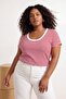Red Striped Pool Collar Fitted/Fitted Plus Size T-Shirt Tbbss26Bf00038 - 2