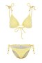 Yellow Plaid Textured Triangle Covered Low Waist Regular Bikini Set with Bead Accessories Tbess26Bt00027 - 4