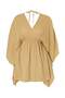Light Khaki Woven Shirred 100% Cotton Beach Mini Dress Tbess25El00127 - 4