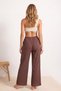 Brown Woven Muslin Normal Waist 100% Cotton Beach Pants Tbess26Pl00005 - 4