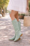 Eliz Women's Short Heel Suede Laser Cut Perforated Summer Boots - 4