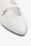 White Genuine Leather Women's Ballerina Slingback Shoes - 3
