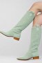 Eliz Women's Short Heel Suede Laser Cut Perforated Summer Boots - 2