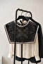 Elegant and Modern Style Women's Shoulder Shawl with Geometric Handcrafted Pattern - Scarf Collar (Collar)-Black-White - 6