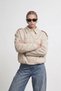 Zr Women's Bomber Ecru Suede Oversize Jacket - 4