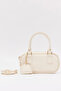 Cream D20 Single Zipper Compartment Adjustable Strap Mini Charm Detailed Women's Hand and Shoulder Bag