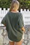 Khaki Patched Collar Long Sleeve Buttoned Washable Woven Casual Muslin Blouse - 8