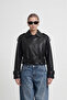 New Season Black Trendy Leather Jacket with Buttons and Belt