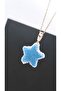 Blue Polymer Coated Steel Necklace with Star Figure - 3