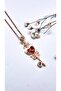 Colorful Zircon Stone Steel Necklace with Key Figure - 4