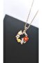Colorful Floral Cat Figure Steel Necklace - 3