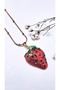 Enameled Steel Necklace with Strawberry Figure - 4