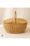 Derne Handmade Rattan Picnic Basket – Natural Wicker Basket, Decorative Storage Basket - 2