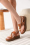Tan Genuine Leather Sandals Tr31My64C - 4