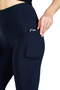 Nova Spanish Style Navy Blue High Waist Gathering Soft Fabric Sports Leggings Pants with Pockets - 2