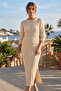 Women's Mesh Knit Detailed Side Slit Skirt Knitwear Bottom-Top Set