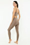 Hyperade High Waist Gathering Women's Sports Leggings A.Brown