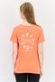 Women Sportswear Fit Short Sleeve Outdoor Top, Dark Orange - 2
