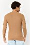 Men Crew Neck Textured Sweater, Brown - 4