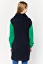 Women Turtle Neck Textured Sleeveless Tunic Sweater, Dark Navy - 4