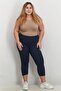 Women Fitted Training Capri Sweatpants, Navy - 3