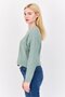 Women Crew Neck Long Sleeves Textured Sweaters, Sage Green - 2