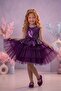 Girl's Purple Sequined Layered Tulle Evening Dress