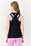 Women Round Neck Sleeveless Graphic Print Tank, Black - 3