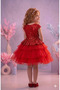 Girl's Red Birthday, Tulle Evening Dress - 3