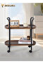 2-Tier Rolling Storage Shelves, Metal Rolling Serving Cart with Handle and Wheels - 2