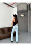 Light Blue High Waist Bootcut Denim Pants - 3