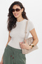 Women's Slim Fit Slim Fit Cotton Short Sleeve Crew Neck Beige T-Shirt Blouse - 6