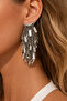 Silver Color Chain Tassel Earrings - 2