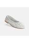 Women's White Bow Detailed Knitted Ballerinas - 5
