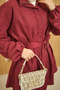 Women's Hidden Zipper Belted Trouser Suit Burgundy - 9