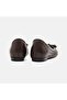 Women's Dark Brown Braided Bow Detailed Leather Ballerinas - 5