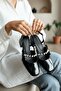 Melody Black Patent Leather Bow and Pearl Detail (4 cm Heel) Square Toe Daily Use Shoes - 3