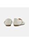 Women's Beige Leather Ballerinas with Stone Accessories - 5