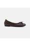Women's Dark Brown Braided Bow Detailed Leather Ballerinas - 2