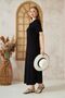 Women's Black Slit Full-Fit Polo Collar Short Sleeve Long Casual Comfortable Sports Dress 3525275 - 4
