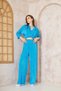 Women's Blue Stretch Fabric Oversized Elastic Waist Trousers Tunic Shirt Double Pleated Loose Set 3573374 - 5