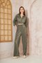 Women's Khaki Lycra Wide Leg Elastic Waist Trousers Tunic Shirt Double Wrap Casual Suit 3573374 - 6