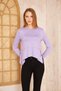 Women's Lilac, Soft, Finger Glove Detailed, Asymmetrical Pleated Loose Basic Sports Yoga Blouse 3459231 - 6