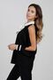 Women's Black Sleeve Slit White Scarf Quen Crepe Shirt-2450143 - 3