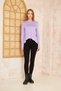 Women's Lilac, Soft, Finger Glove Detailed, Asymmetrical Pleated Loose Basic Sports Yoga Blouse 3459231 - 3