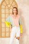 Women's Polo Collar Batwing / Elastic Cuff Sleeve Loose Sweatshirt Blouse Powder Green Yellow 3473270 - 5