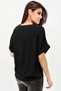 Women's Black Straw Ribbon Button Detailed Double Sleeve Round Neck Short Sleeve Blouse Yb285170 2851143 - 3