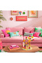 Hansi Red - Pink Cotton Filled Throw Pillow 50X50 cm - 3