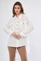 Pasaklı Giyim Women's Oversized Long Back Pleated Long Sleeve Long White Linen Shirt Tunic 700-3524352 - 5
